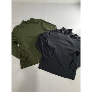 L.L Bean Long Sleeve Turtle neck shirt size L 2 pack green & black